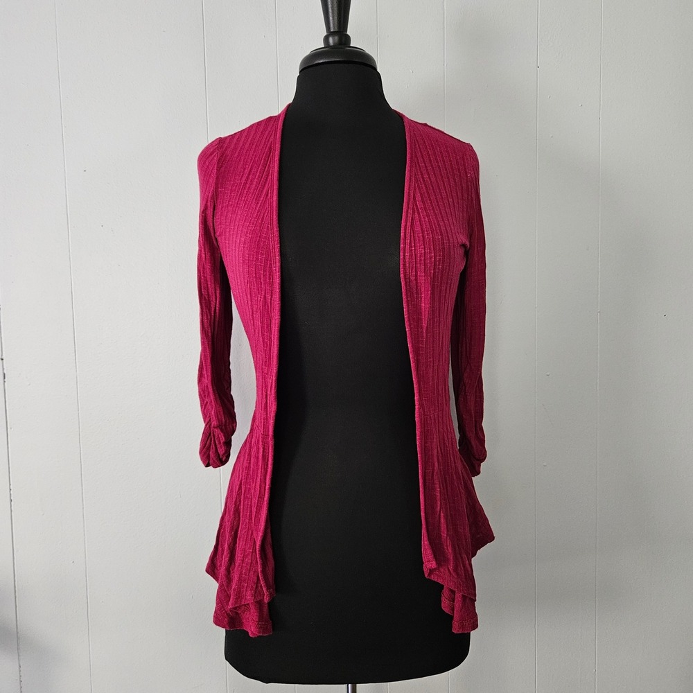 Y2k Open Front Cardigan Women Ribbed Peplum Lightweight Feminine